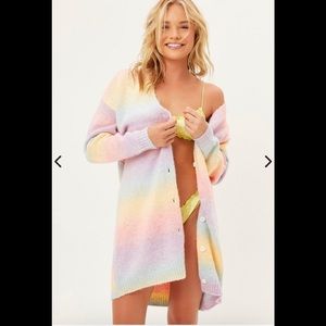 Frankie’s bikinis rainbow sherbet cardigan NIB